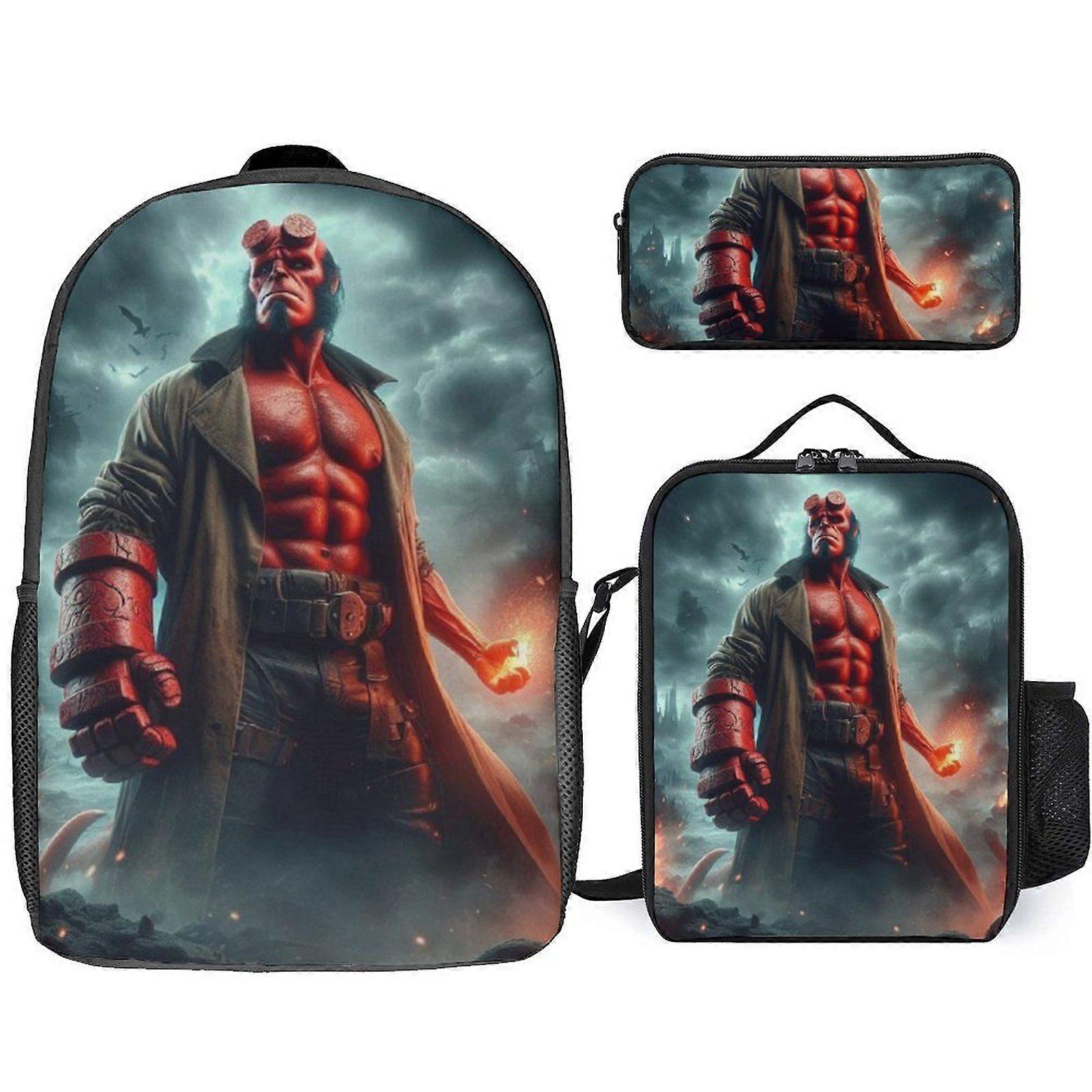 o42   Hellboy Blood and Iron Backpack Learning Lighthouse Bookbag with Guidance Lunch System j42