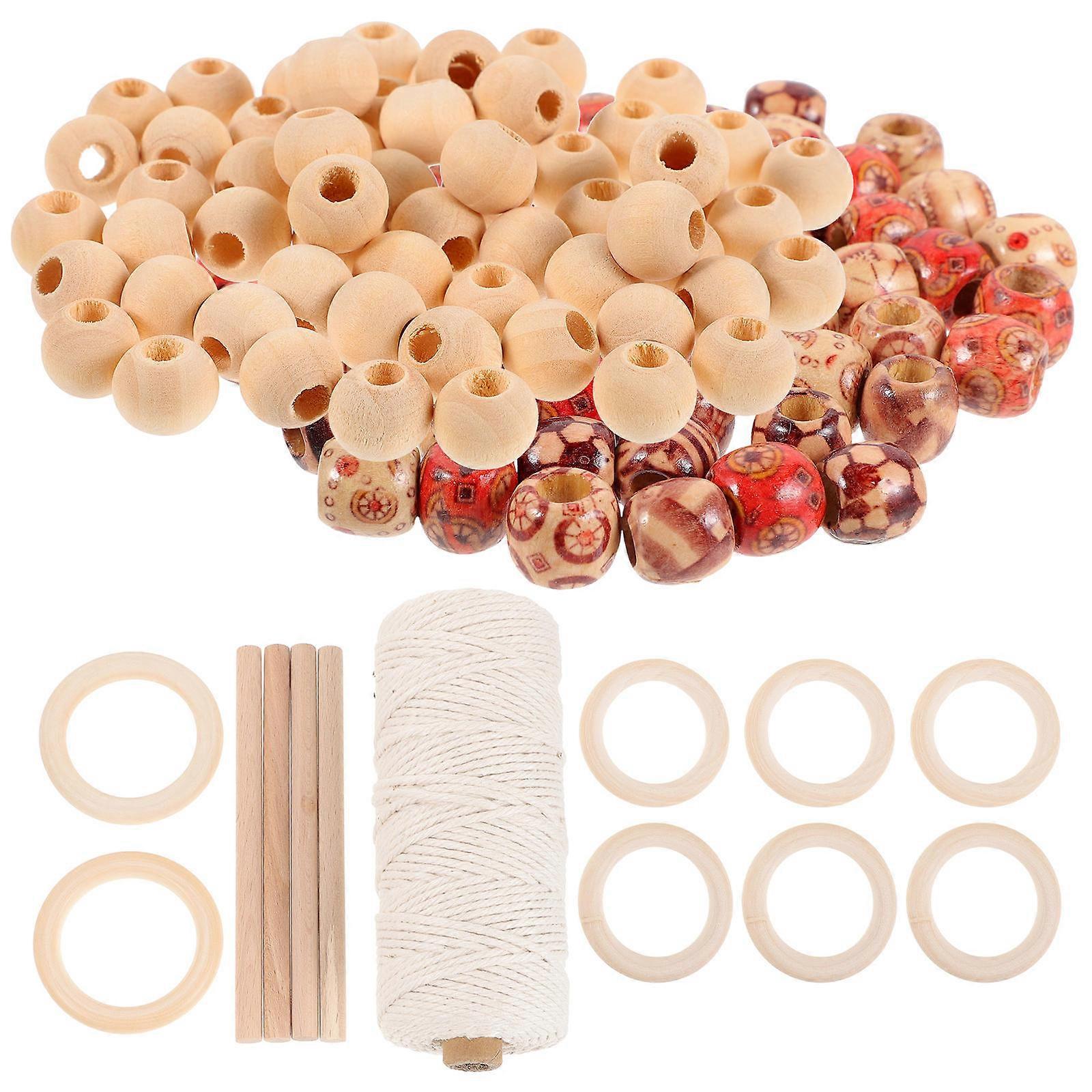 Natural Wood Rings Macrame Cord Kit Diy Tapestry Craft Enthusiasts Smooth Appearance 133Pcs