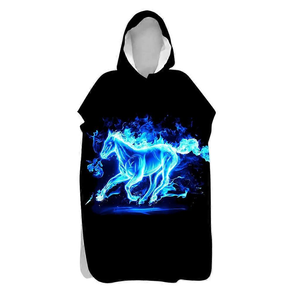 Bath Poncho with Hood 3D Animal Pattern, Quick Drying Beach Towel 75x145cm Horse