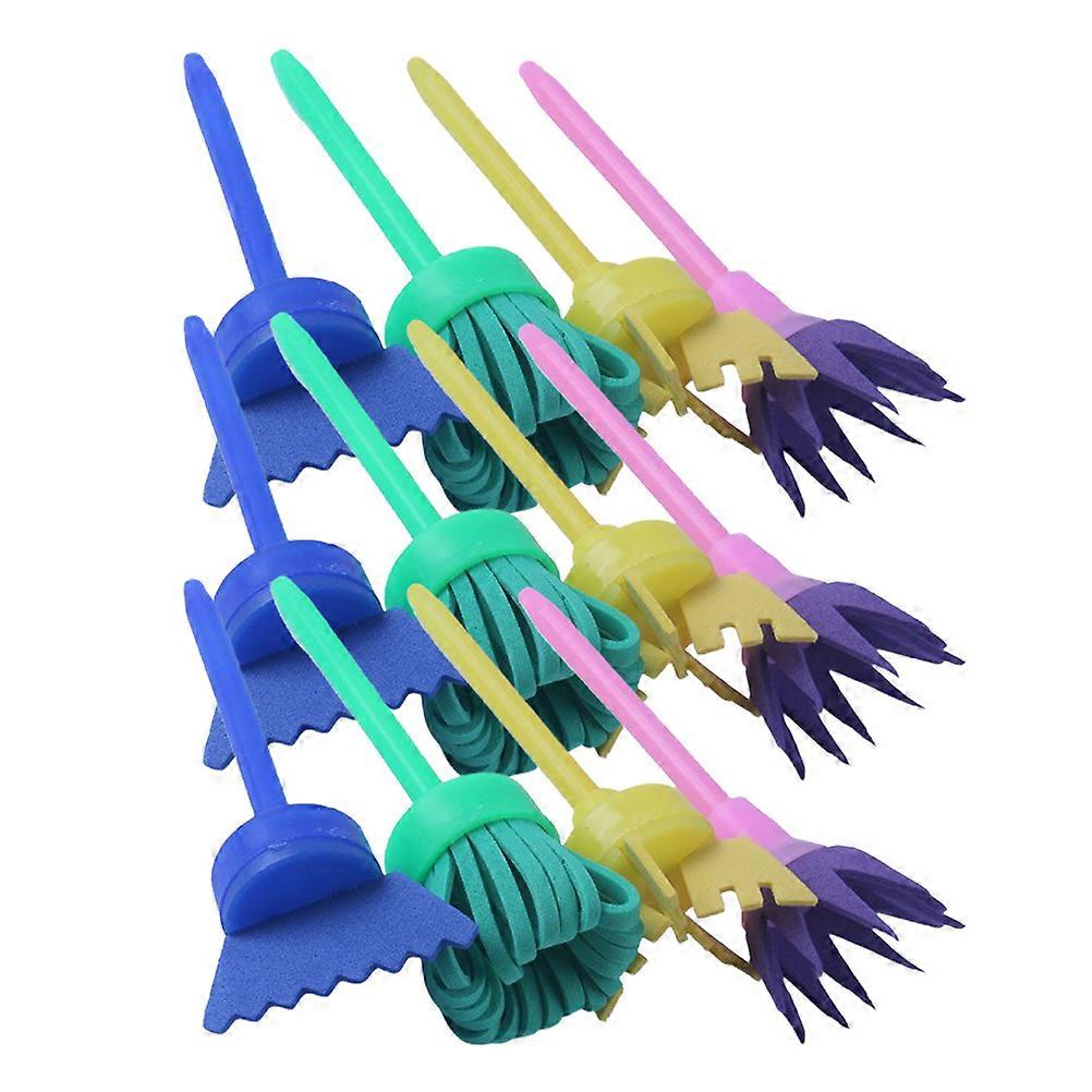 3 Sets Plastic Handle Sponge Brush Set for DIY Art Projects   Graffiti Painting Accessories for Home and School Use