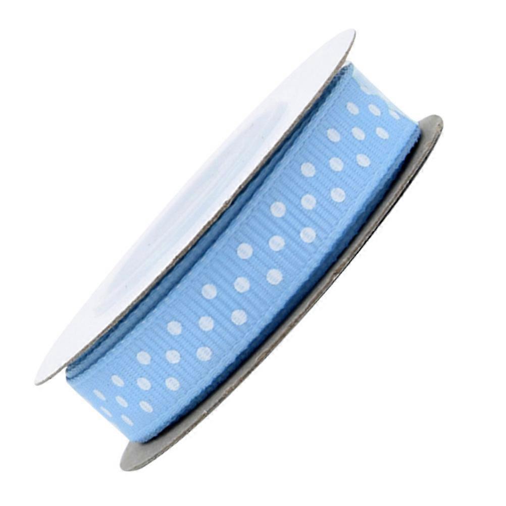 Present Ribbon Blue Polyester Round Dotted Pattern Ribbed Ribbon For present Packing 5 Rolls