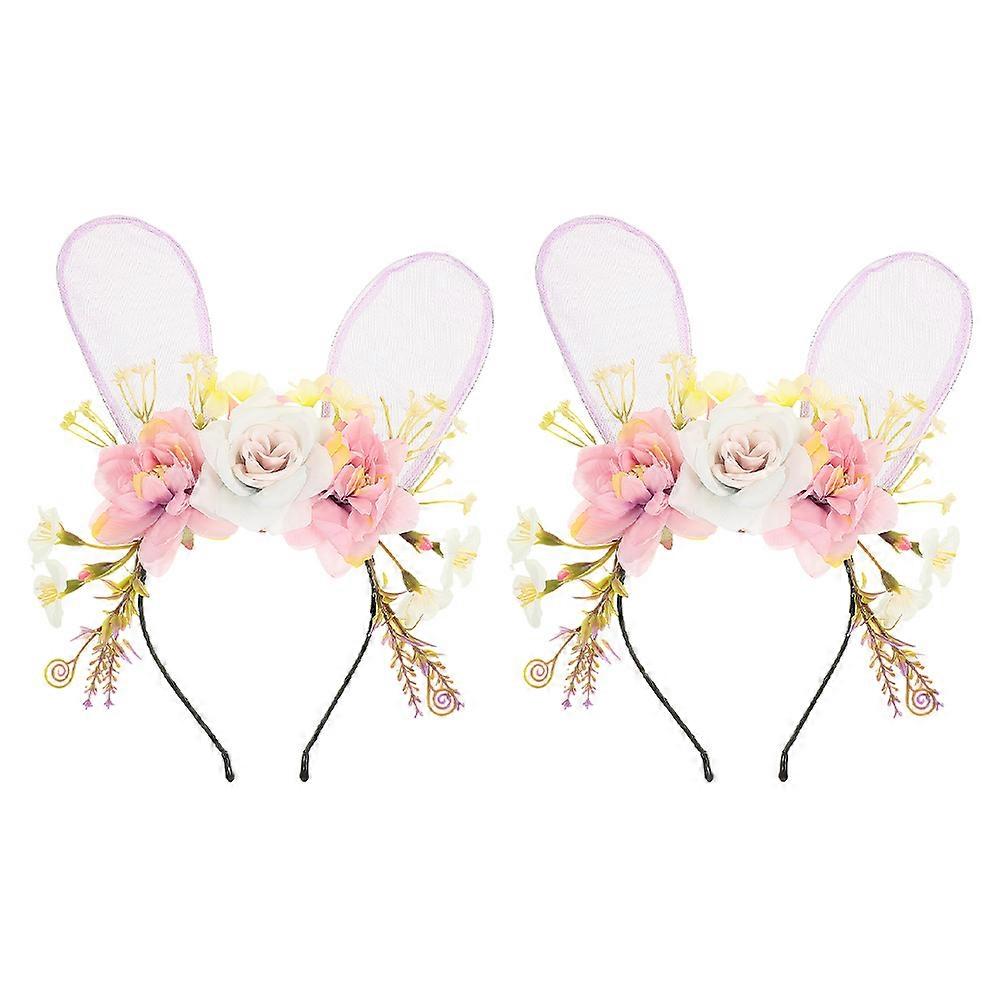 Photography Headwear Bunny Ears Headband Charming Accessory for Spring Photos Mesh Material 11.2 9.4 1.2in 2Pcs