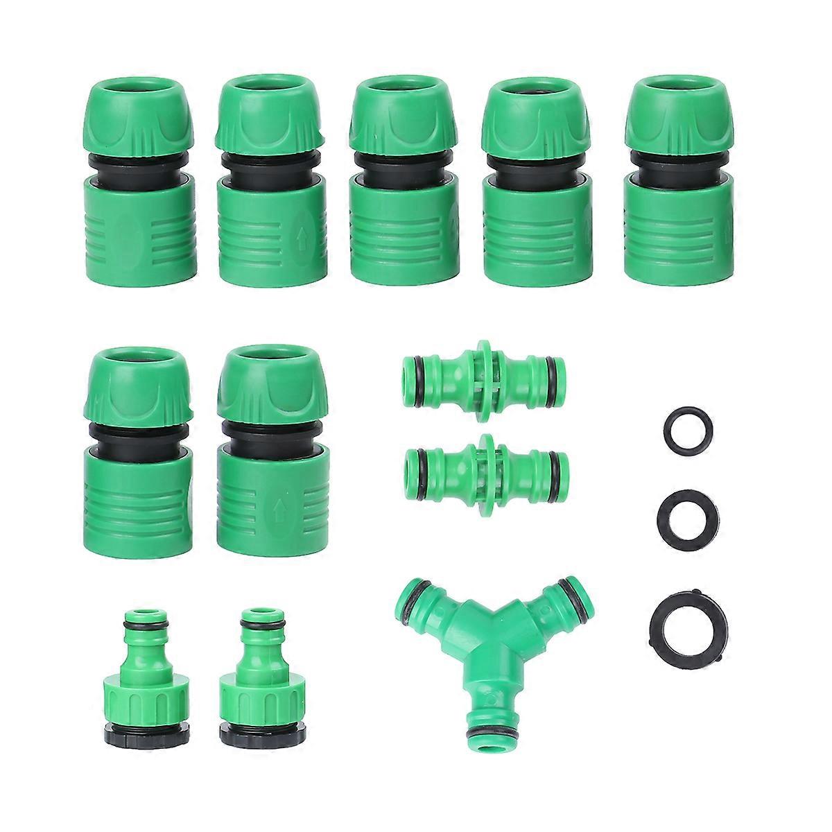 Quick Hose Adaptor Accessories 1 Set of 39Pcs Hose Connector Set Household Garden Work Round Green Plastic