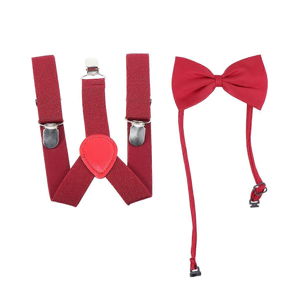 Baby Boy Suspenders Elastic Band Bowtie Set Children Any Occasion Fabric 1Set