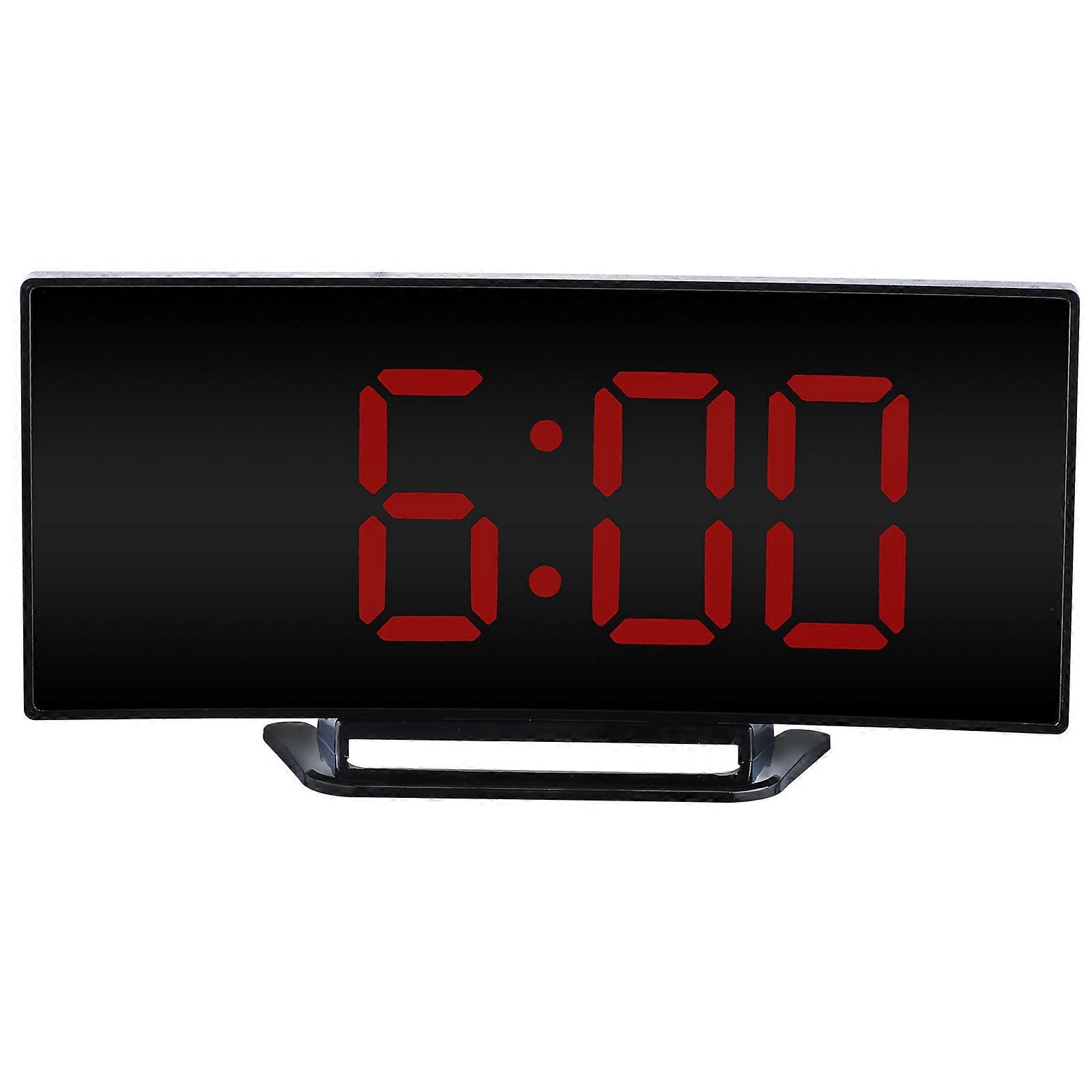 Bedroom Clock Digital Alarm Clock Modern Design For Home Users With Curved Surface Red 1Set