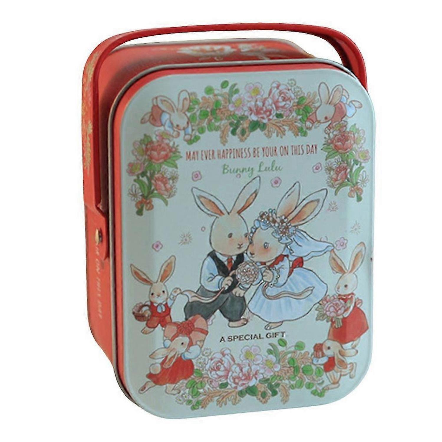 Rabbits Pattern Tin Candies Box Small Size Decorative Sweets Box Present Wrapping Supplies