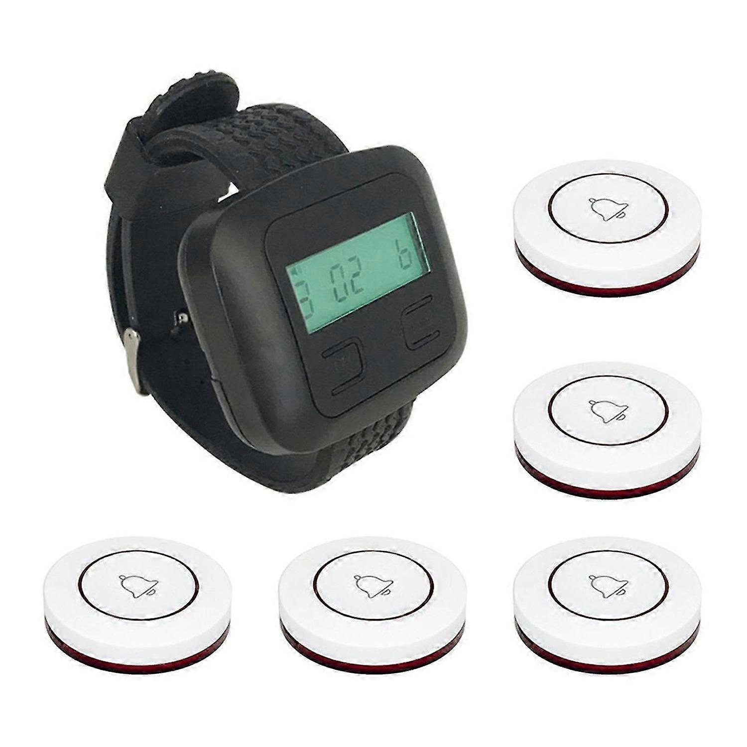 Wireless Restaurant Calling System 5Table Call Button mitters 1Watch Pager, Restaurant Waiter S