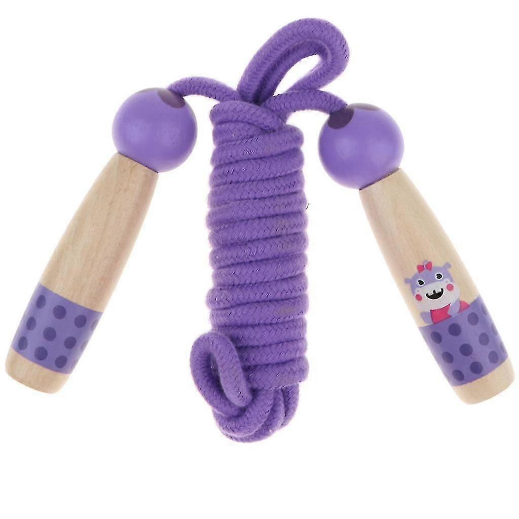 قابل للتعديل تخطي القفز حبل خشبي مقبض حبل معدات اللياقة البدنية - الأرجواني