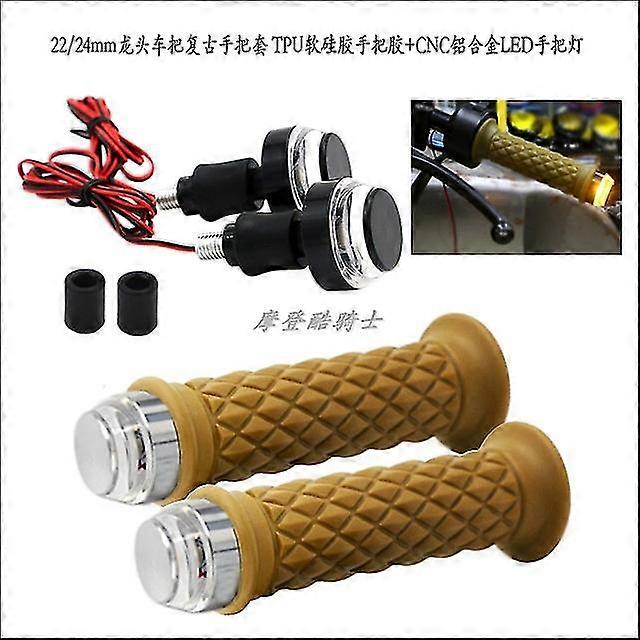 Retro Faucet Handlebar Cover Made of Soft TPU Silicone with Adhesive Alongside CNC Aluminum LED Handlebar Light for 22/24mm Compatibility