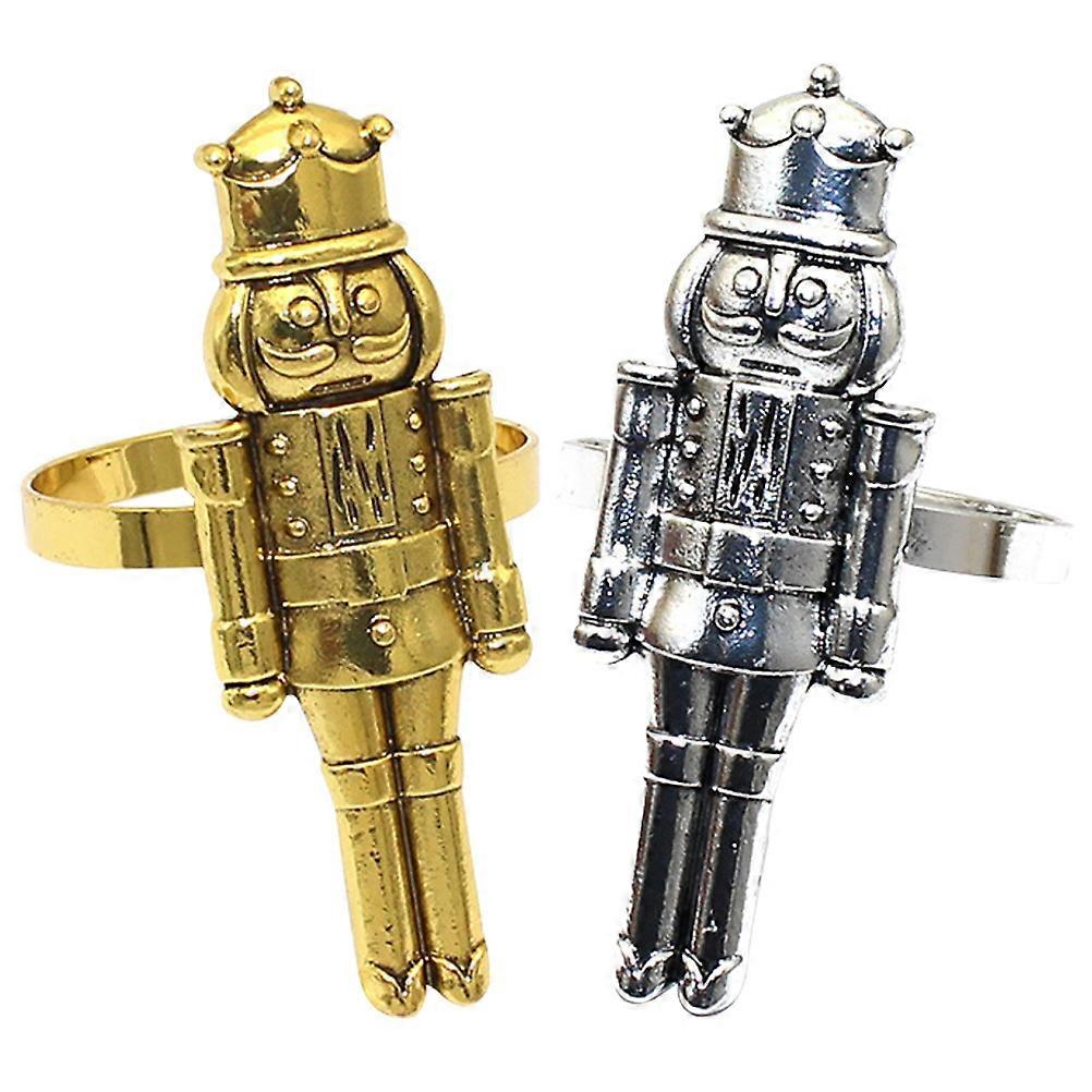 Napkin Clasp Nutcracker Napkin Ring Holders Festive Atmosphere Portable Metal 2Pcs