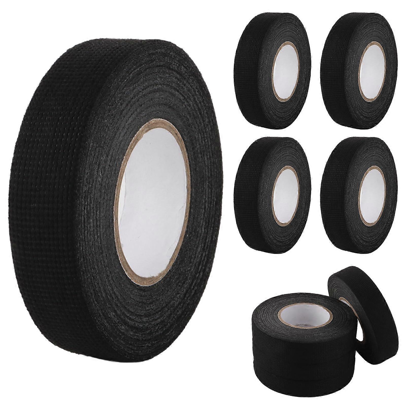 Fabric Tape 10-Roll Pack, 19/15 MM X 15 M, Polyester Non-Woven Insulation, Black Wiring Harness Tape For Car