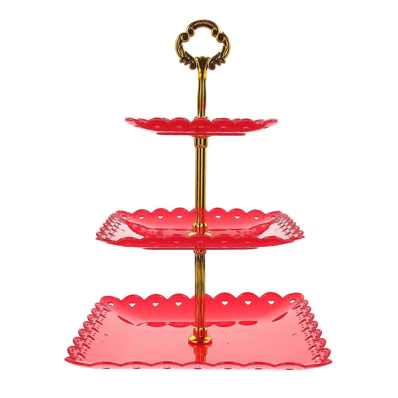 Tiered Cake Display Stand Serving Stand Tea Party 33X24.5X24.5CM Square 3-Tiered 1Pack