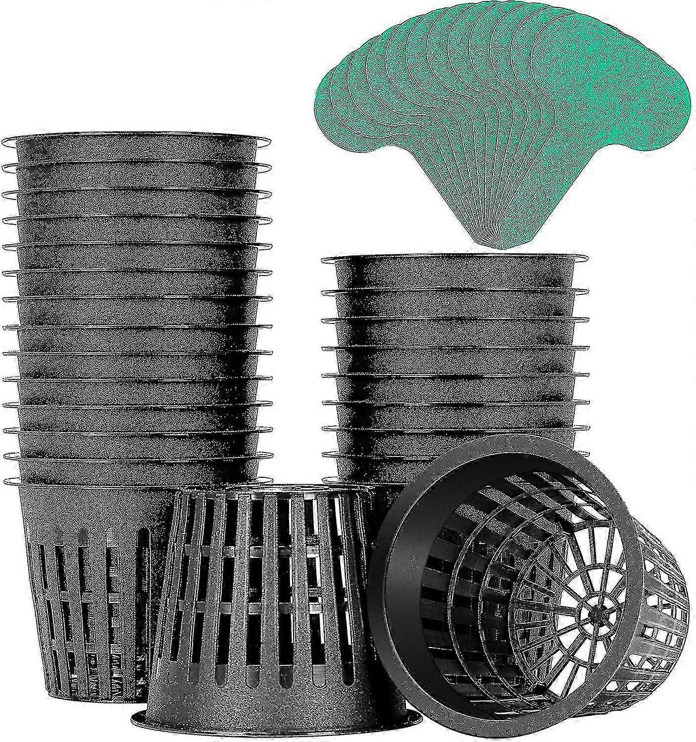 Natal 25 Pack 3 polegadas Net Pots Heavy Duty Net Cups com 100 Pcs Rótulos de plantas