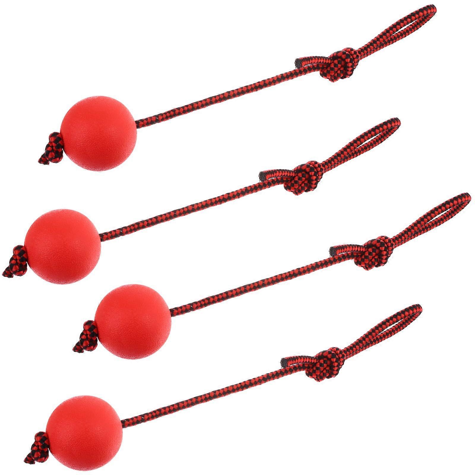 4 Pcs Dog Rope Ball, Durable Elastic Rubber Balls, Interactive Chew Toy for Fetch, Tug