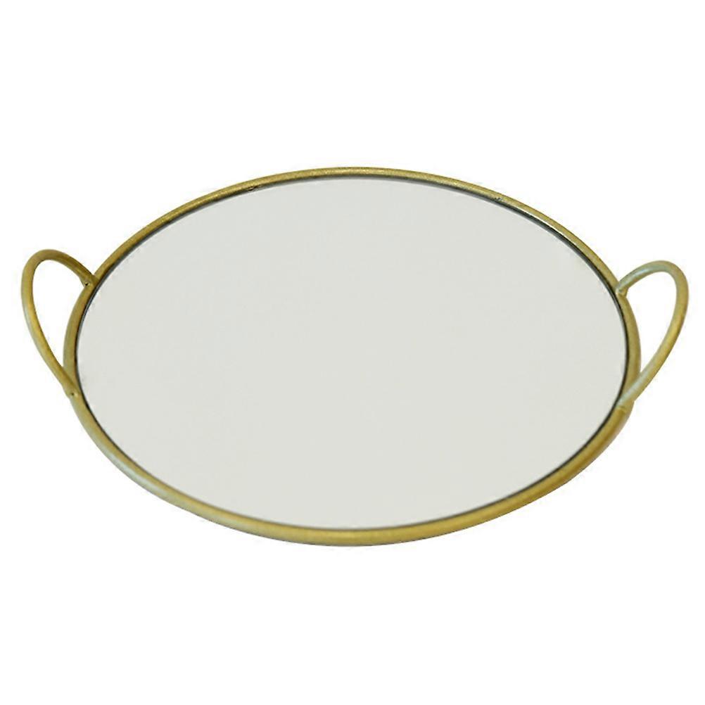 Serving Trays Round Tray for Desk Golden Wrought Food Serving 1Pcs