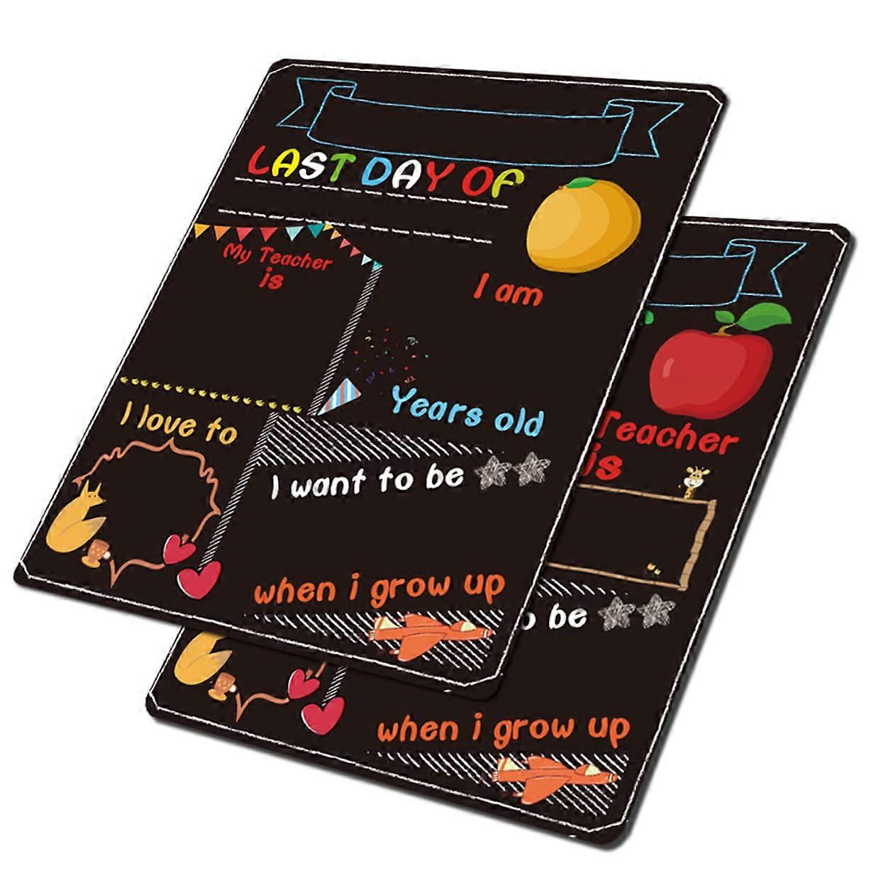 2 Pack Double-Sided Blackboard Wall Tags Bamboo Hanging Message Boards for Nursery and School