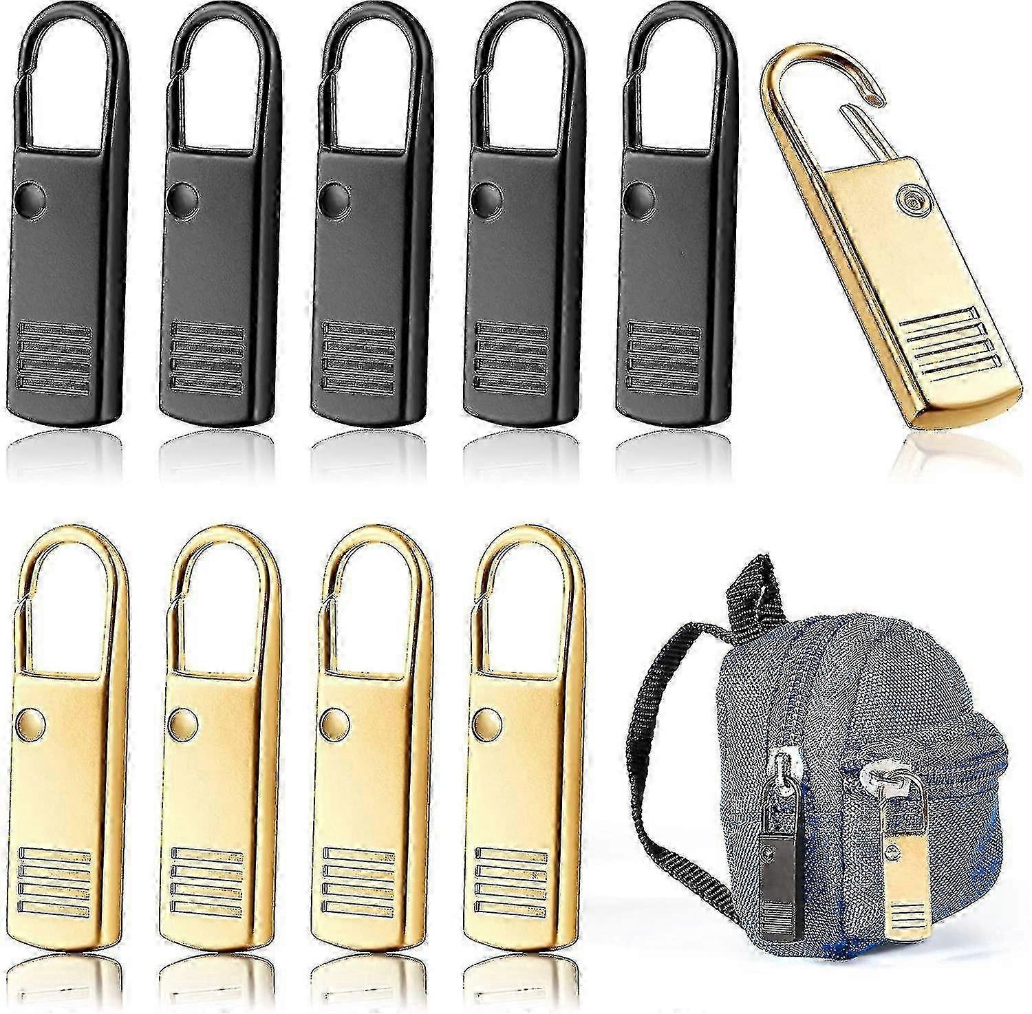 10 Replacement Zipper Pull Tabs, Metal Zipper Pull for Various Brands