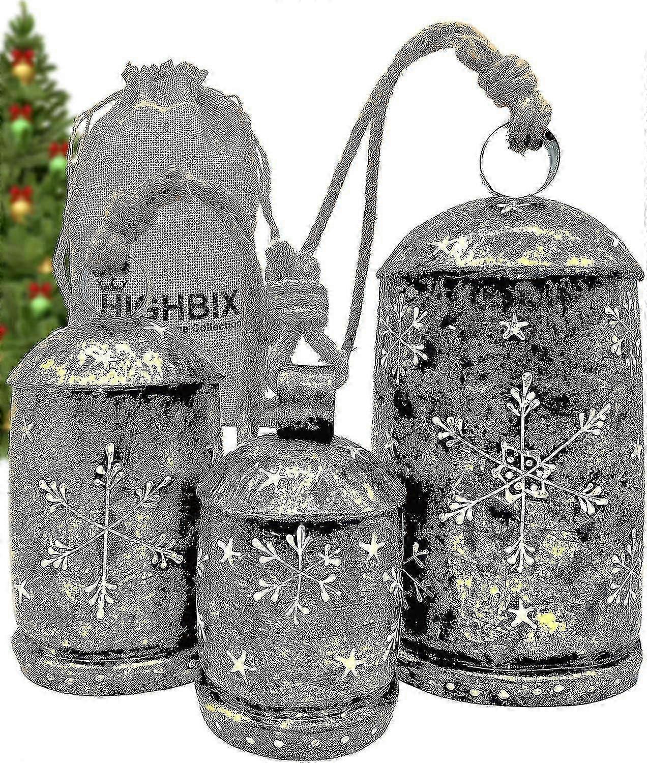 Ensemble de 3 cloches de vache géantes énorme Vintage fait à la main rustique Noël suspendu XL cloches sur corde