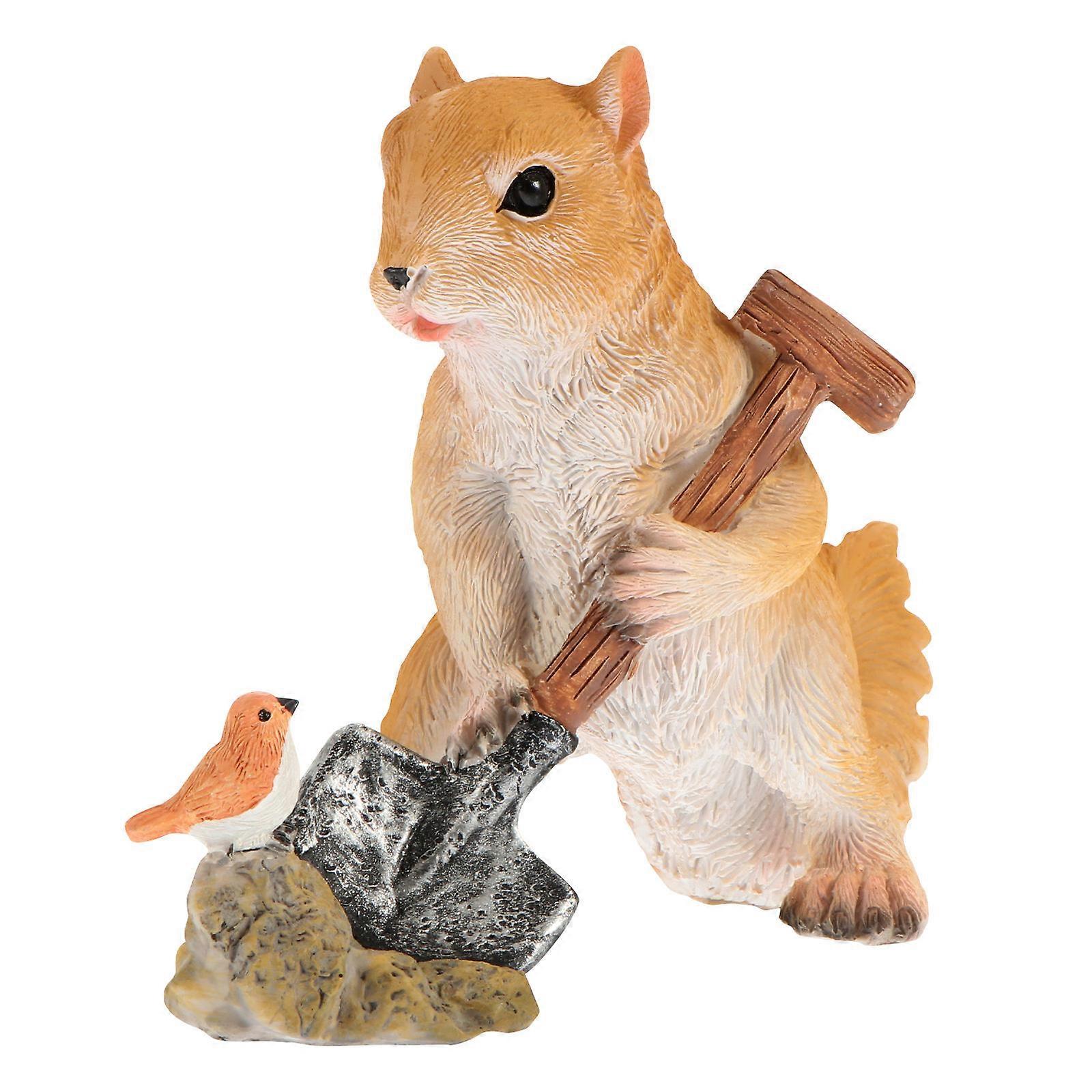 Creative Squirrel Adornment Made of Resin for Decor Light Brown Small Size