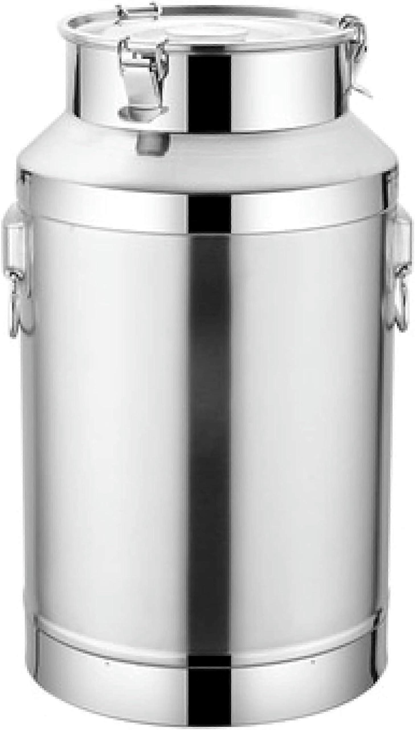 Airtight stainless steel 201 milk can bucket, milk transport barrels with silicone seal and closure latch for liquid storage.