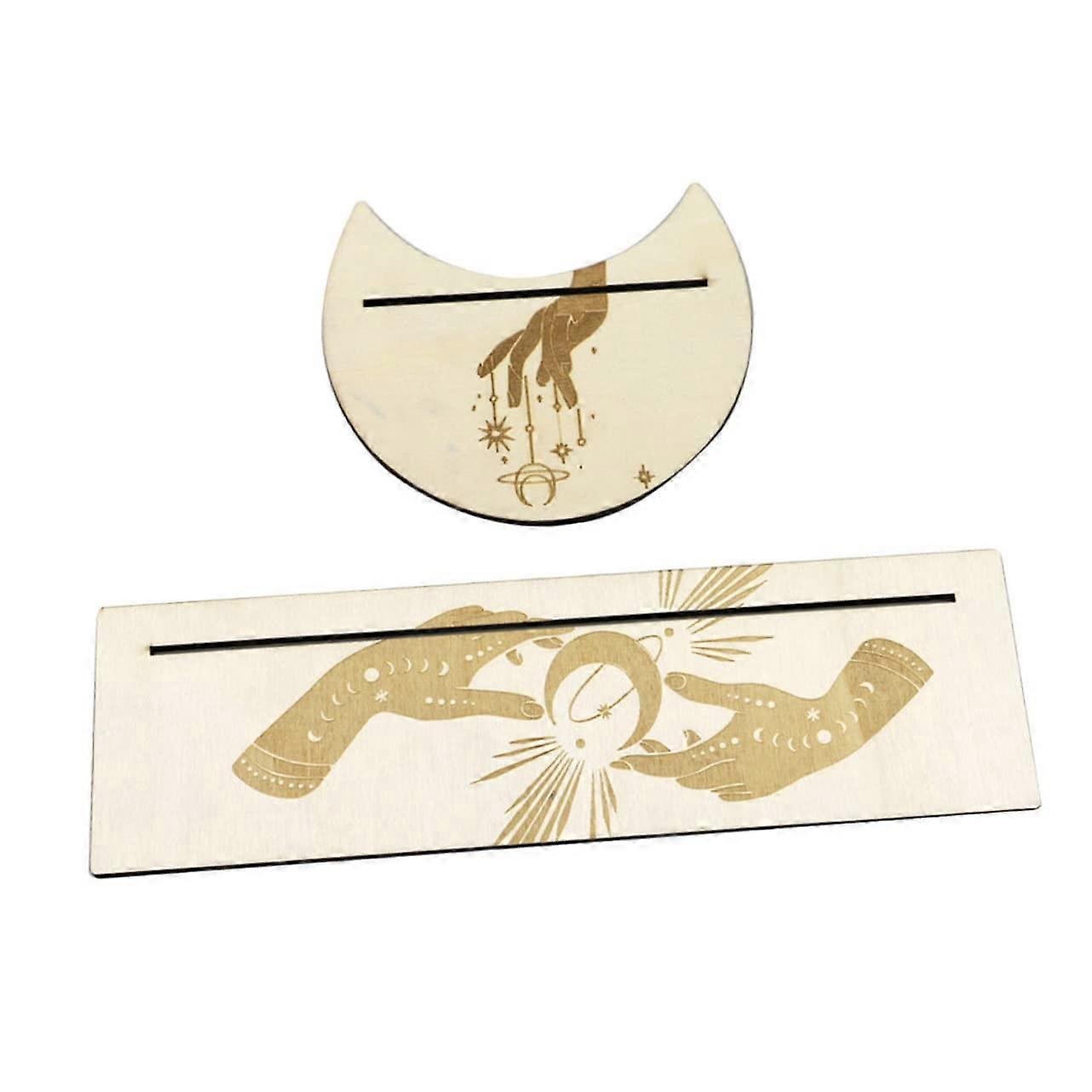 Wooden Tarot Card Stand in Moon Design, Stable Holder for Altar and Ceremonies