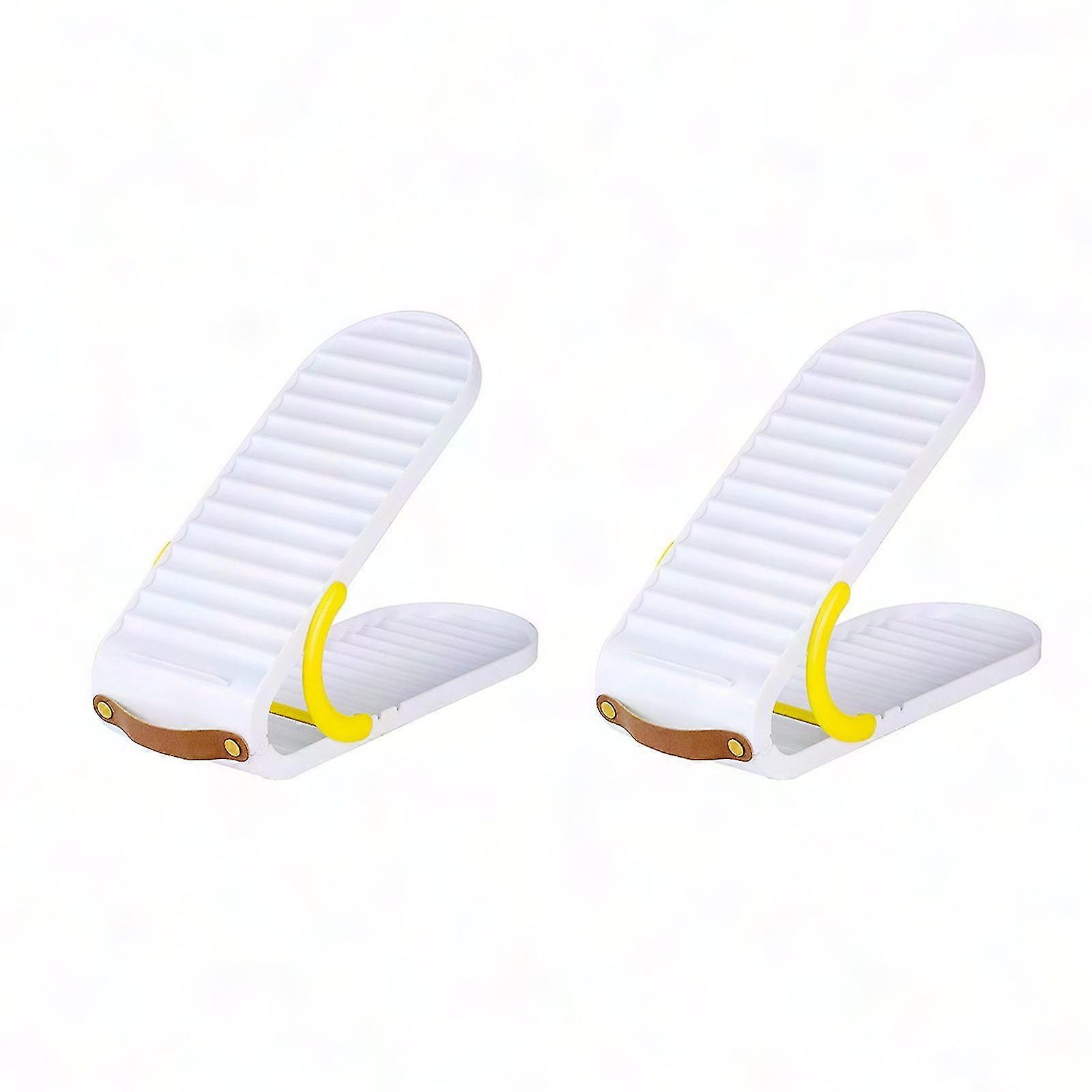 Adjustable 2pcs Shoe Rack Organizer - 3 Height Options, Portable Storage, Watermelon Red