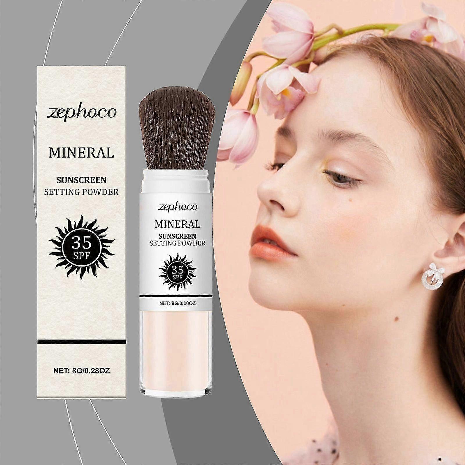 Sunscreen Setting Powder, SPF 35 Translucent Loose Powder, Oil Control Natural Matte Finish, Lasting Lightweight Breathable for All Skin