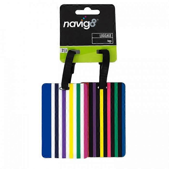 Navig8 Etichette per Valigie da Viaggio Colore Stripe 2pk
