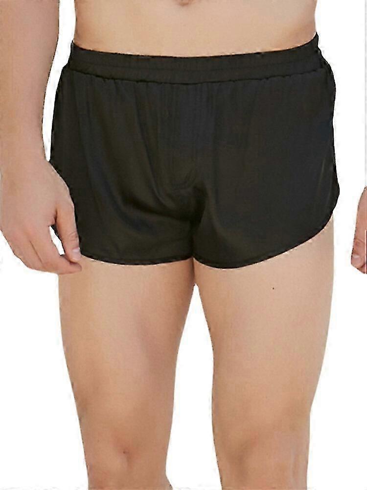 גברים צבע אחיד משי רך לנשימה רופף קל משקל בית אלסטי מותן בינוני בוקסרים-איוואן