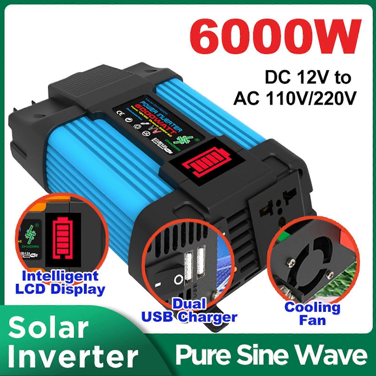 High-Efficiency 6000W 12V To 220V/110V Power Inverter with LCD Display1PYxN
