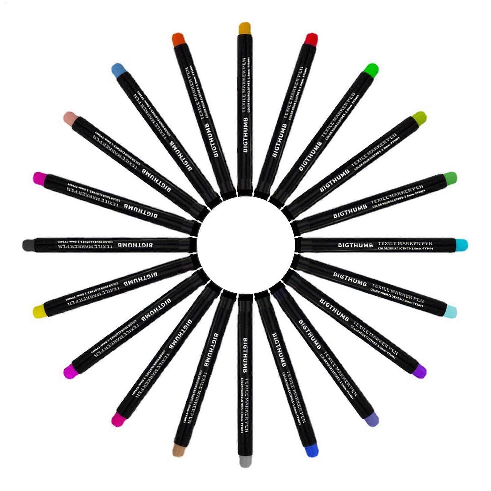 Fabric markers, 20 colors, documentproof, textile marker pen set, fine tip, writing tool, school supplies, art tool for drawing.