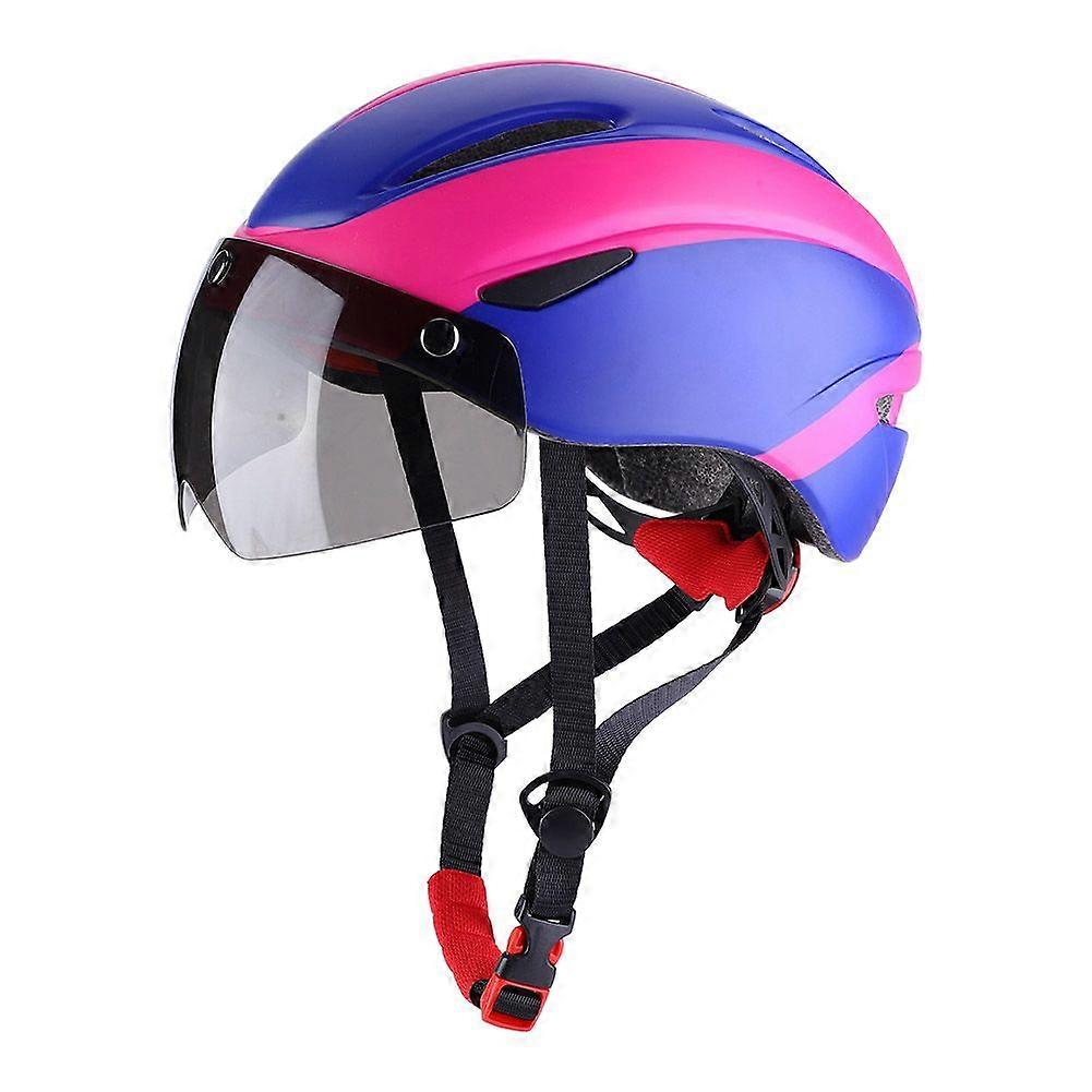 Lightweight Ventilation Design Safety Cycling Bike Helmet with Light & Goggles (Bluish Red)YMQX)