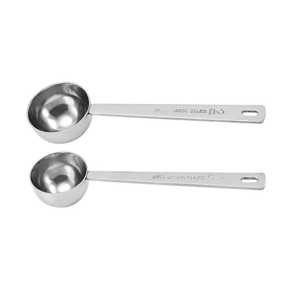 Stainless Steel Measuring Spoons with Long Handle Coffee Scooper for Sugar, Flour, Spices & Liquid Condiments 2pcs Kitchen Utensils Set