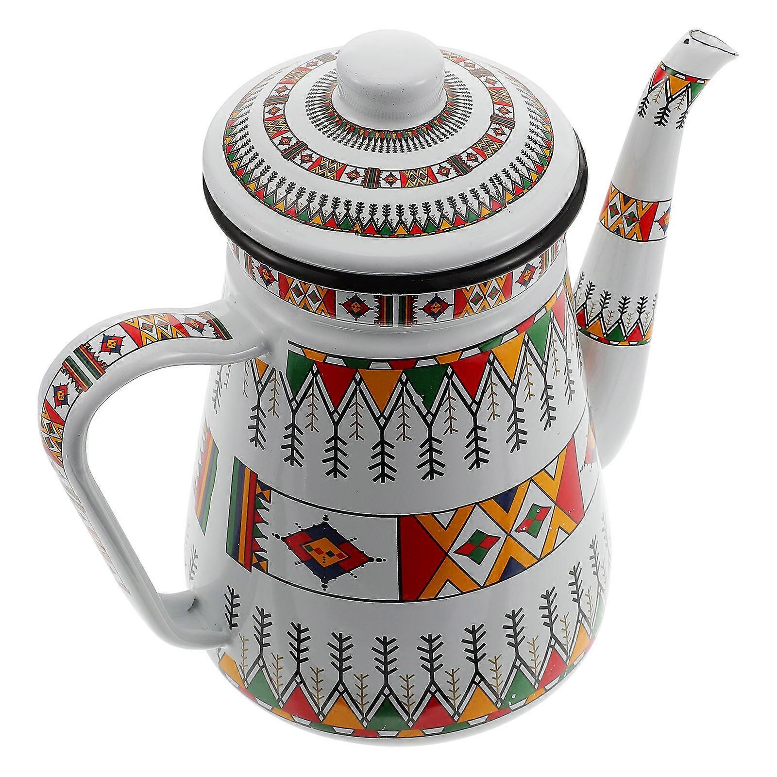Household Kettle Enamel Material For Drink Preparation Office Workers White Capacity 1.2L Tea Brewing 1Pack