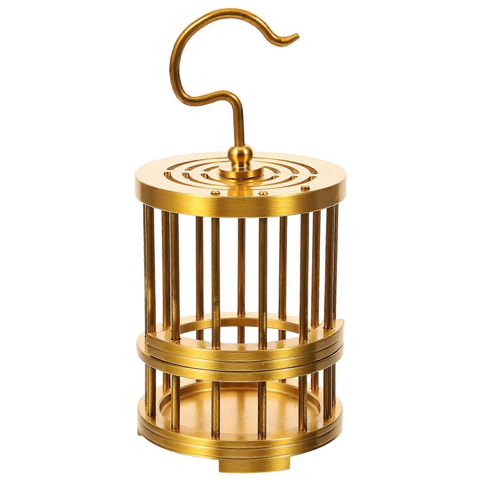 Small Bird Cage Hanging Ornament for Hamsters Construction Golden 4.1×2×2in 1Set