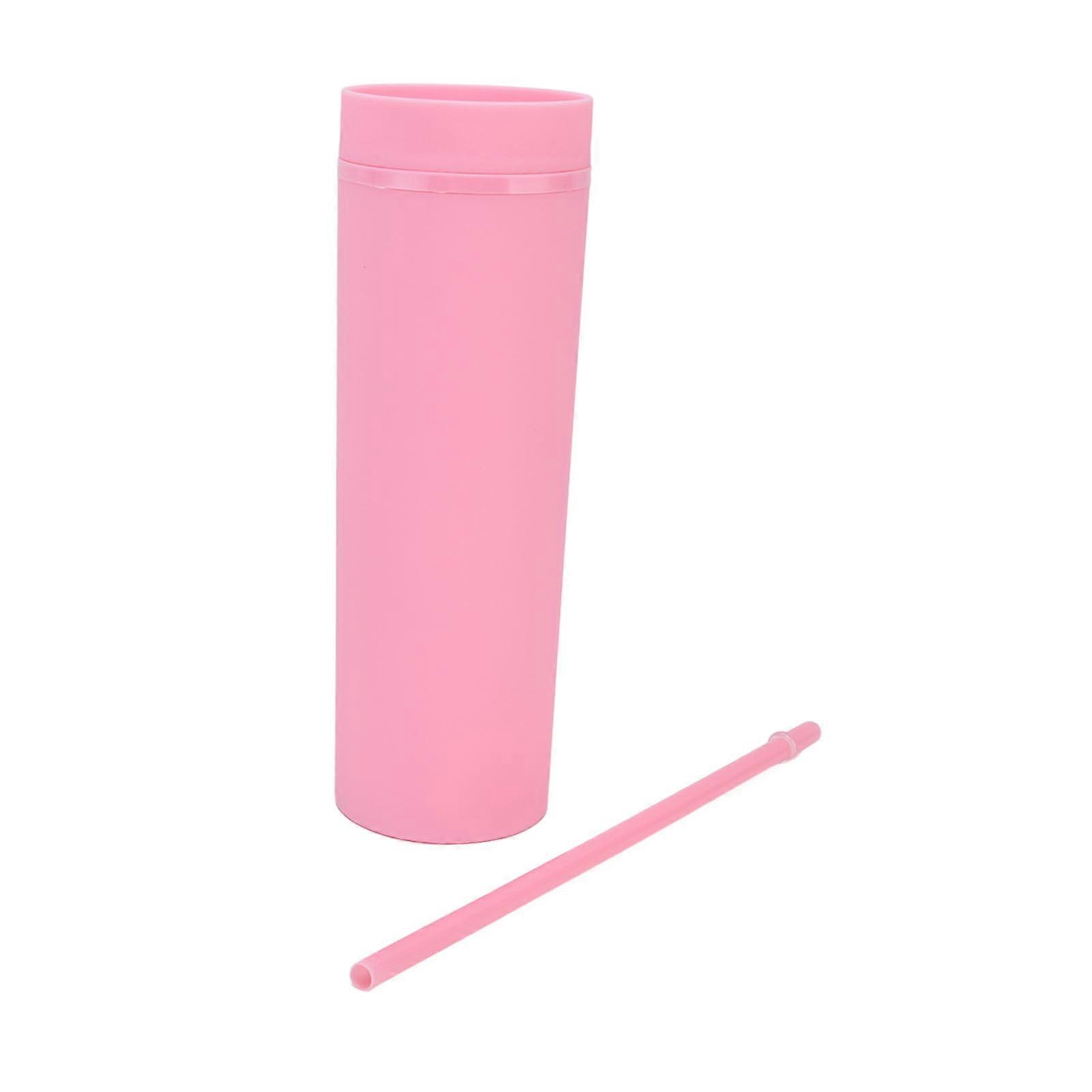 Straw Cup Opaque Plastic Material Equipped Lid Cylindrical Shape Safe Light Weight Reusable Drinking Cups for Gym
