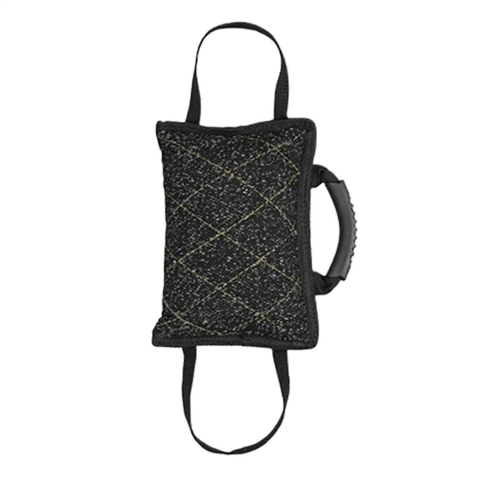 Dog Training Bite Cushion for Medium and Large Dogs, Tug of War Bite Pad Toy with Double Handles, Black Chew Training Pad