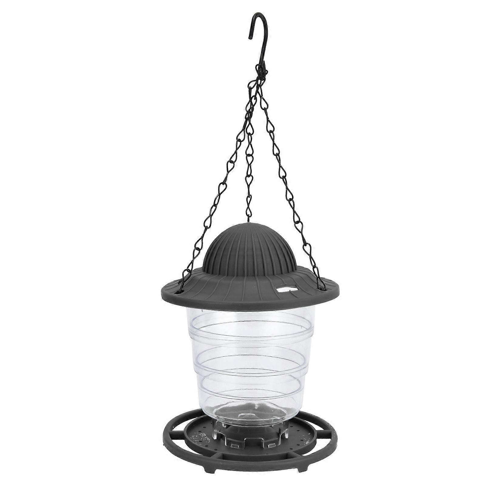 PavilionShaped Bird Feeder Transparent Hanging Bird Feeder with Wide Opening Movable Cover(Gray )