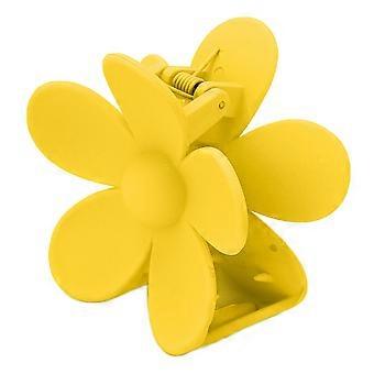 Plastic Jaw Clip Double Lock Tooth Matt Flower Shaped Non Slip Catch Hairpin AccessoriesLemon YellowYMMR)