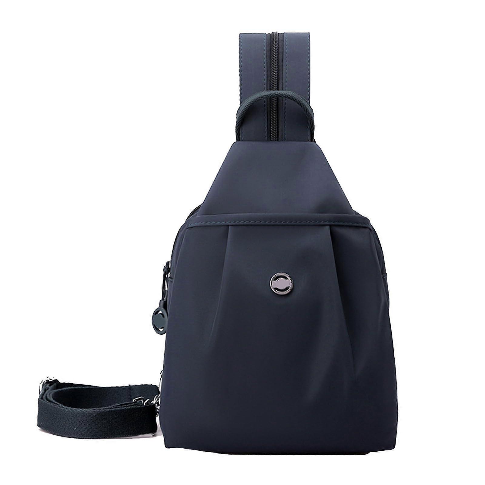 Backpack chest bag, travel bag with large capacity and double zipper, unisex shoulder bag with multiple compartments for daily use, dark blue.