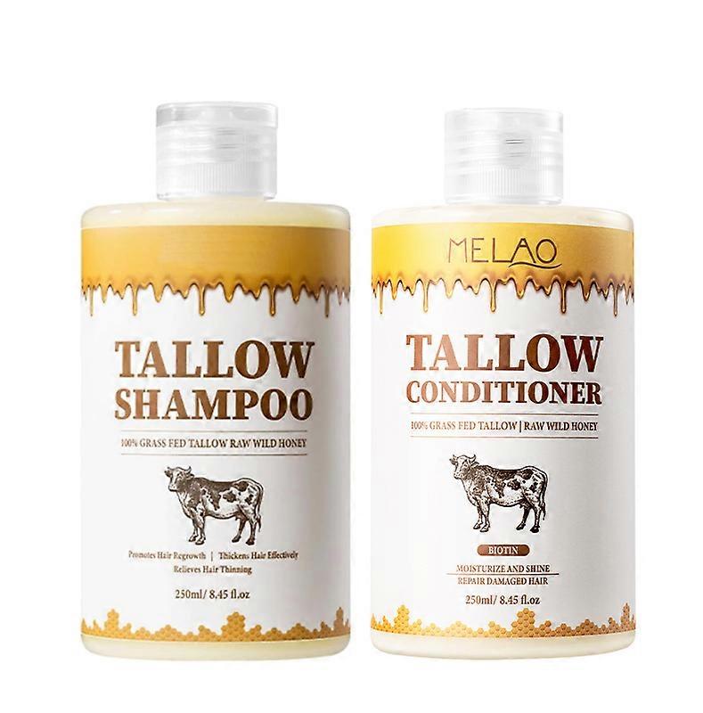 Beef Tallow Shampoo And Conditioner Set, Natural Tallow Hair Care Kit, Control Oil Smooth Frizz Strengthen Hair, Nourish Scalp & Hair for All Hair Typ