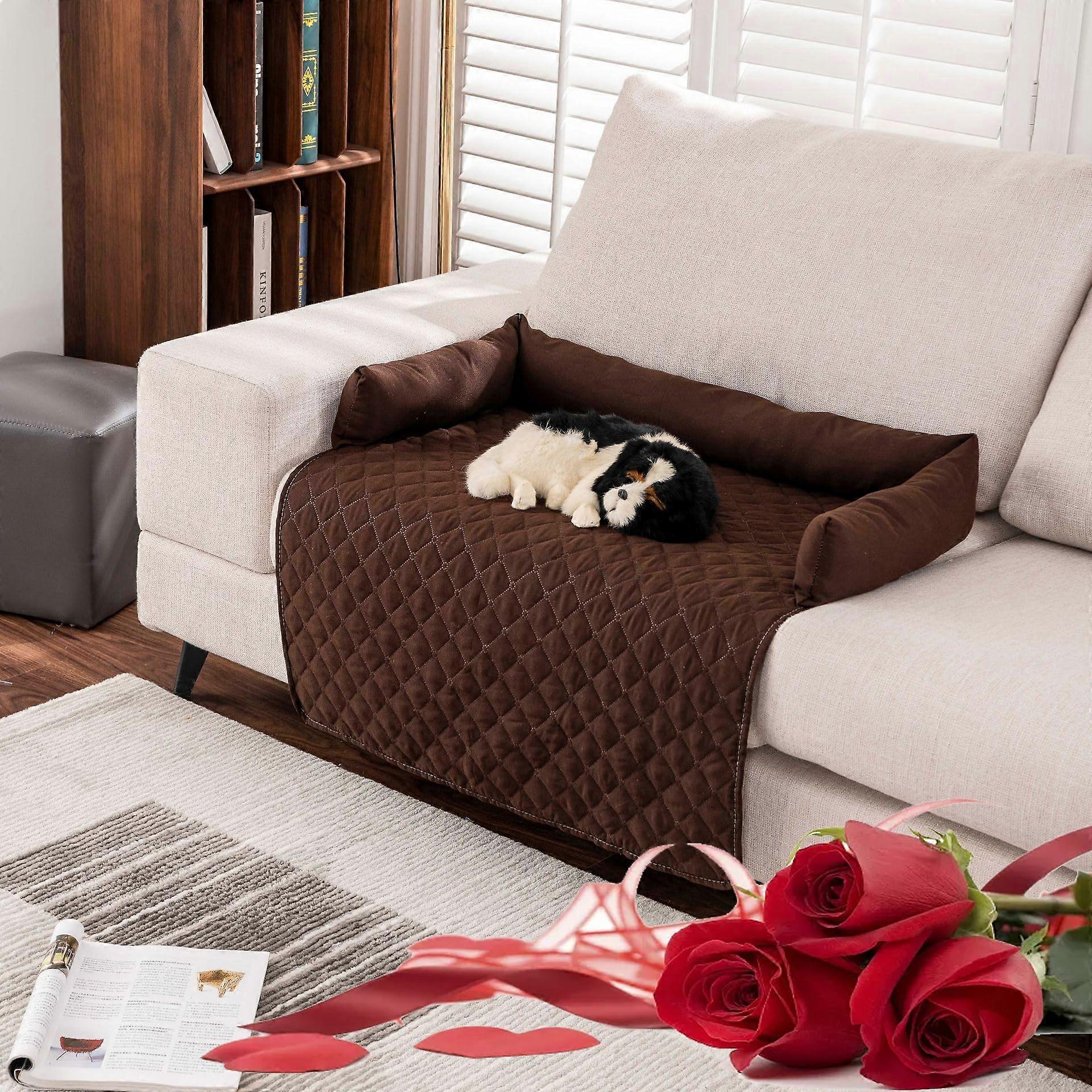 Pelzbarn Cooling Dog Bed 90x120 cm - Waterproof, Washable, Non-Slip Couch Cover for Sofa, Floor, Car (Coffee)