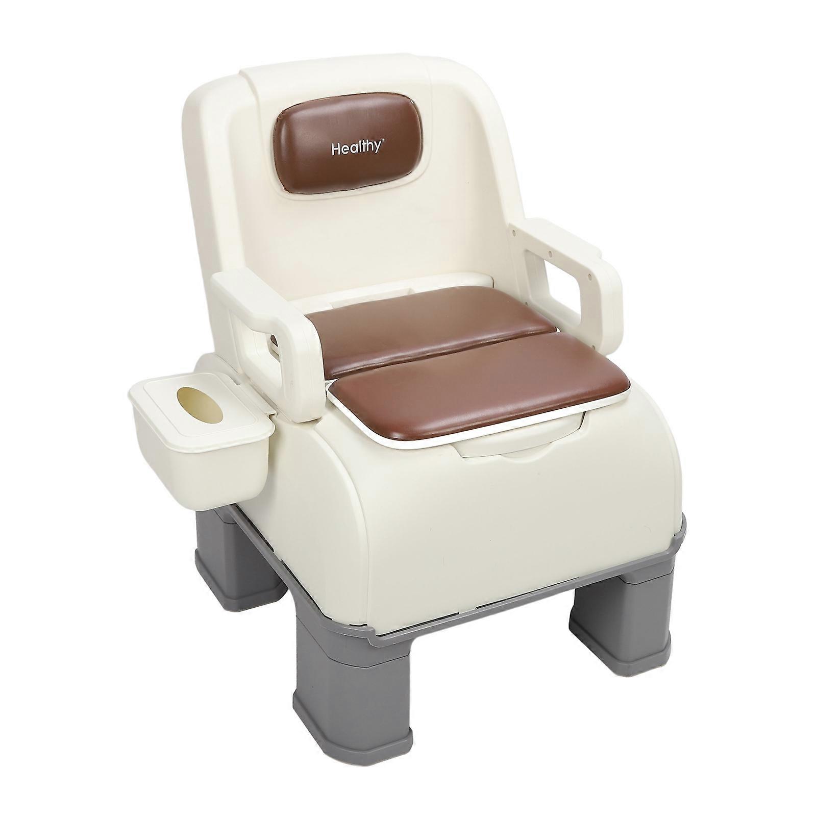 Commode Toilet for Squat Adult Portable Extended Squatting Chair Hollow Buckets Mobile Commode Soft Sofa Seat Toilet Brown