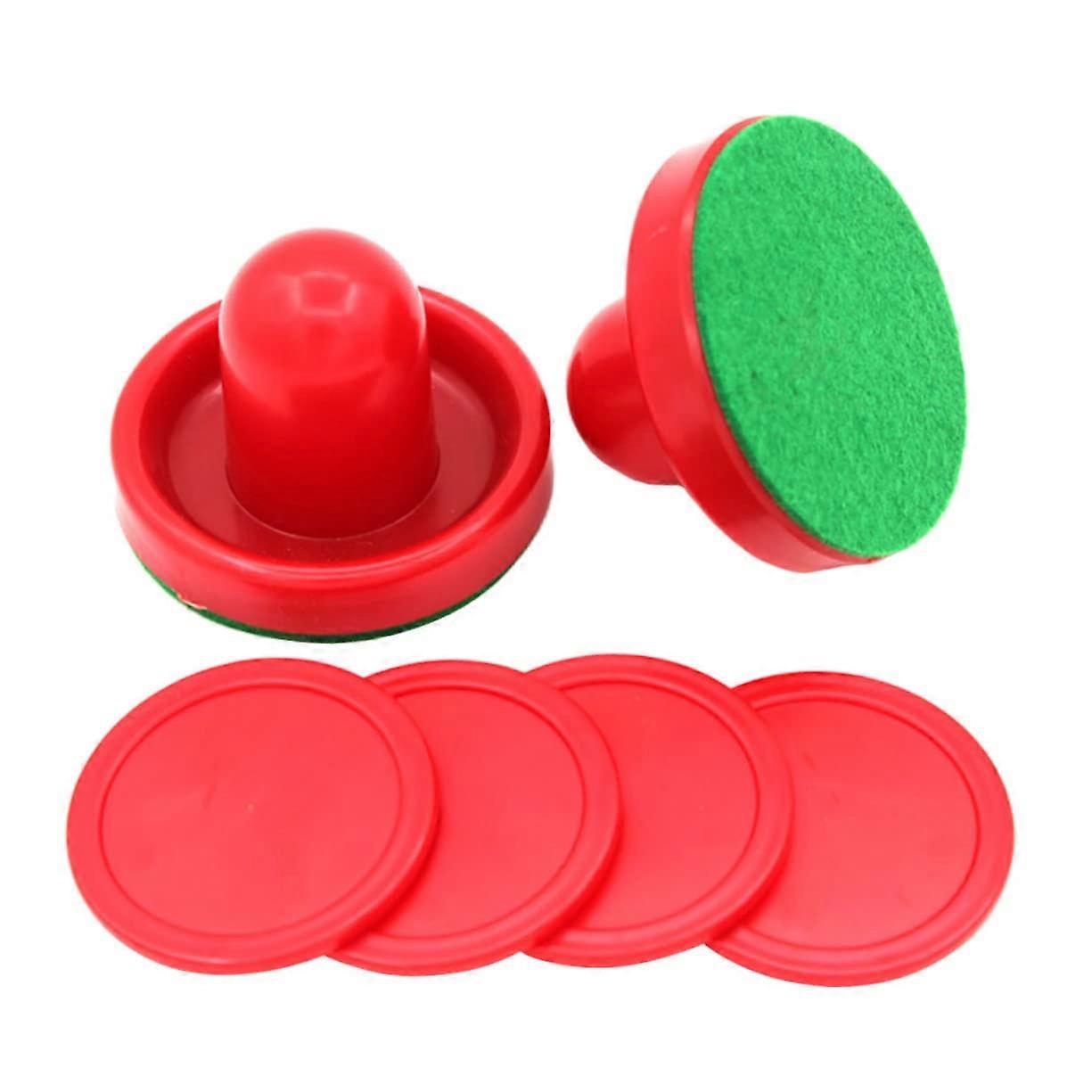 Portable Air Hockey Table Replacement Parts Set with 2 Pucks and 2 Strikers for Indoor Gaming