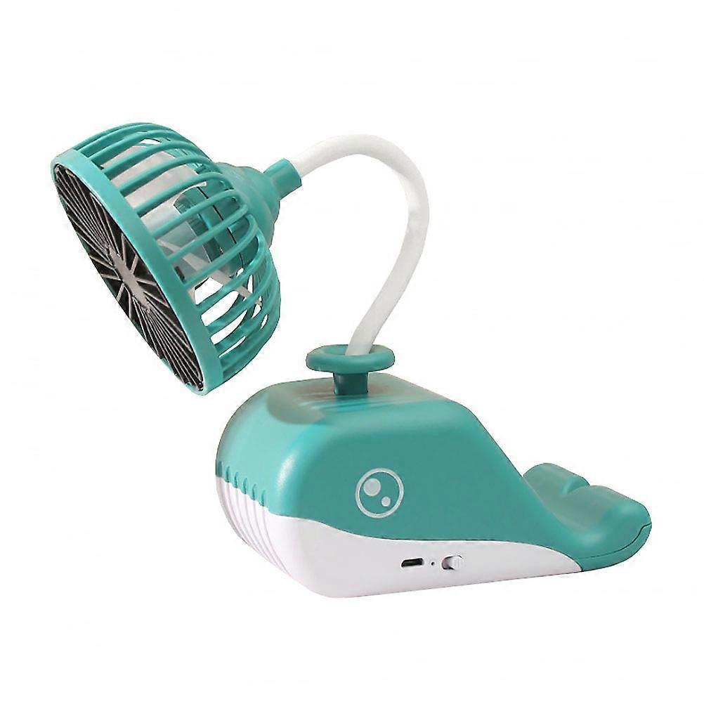 USB Desk Fan with Mobile Phone Bracket for Home Use Lightweight Portable Green 2 in 1 Cooling Fan