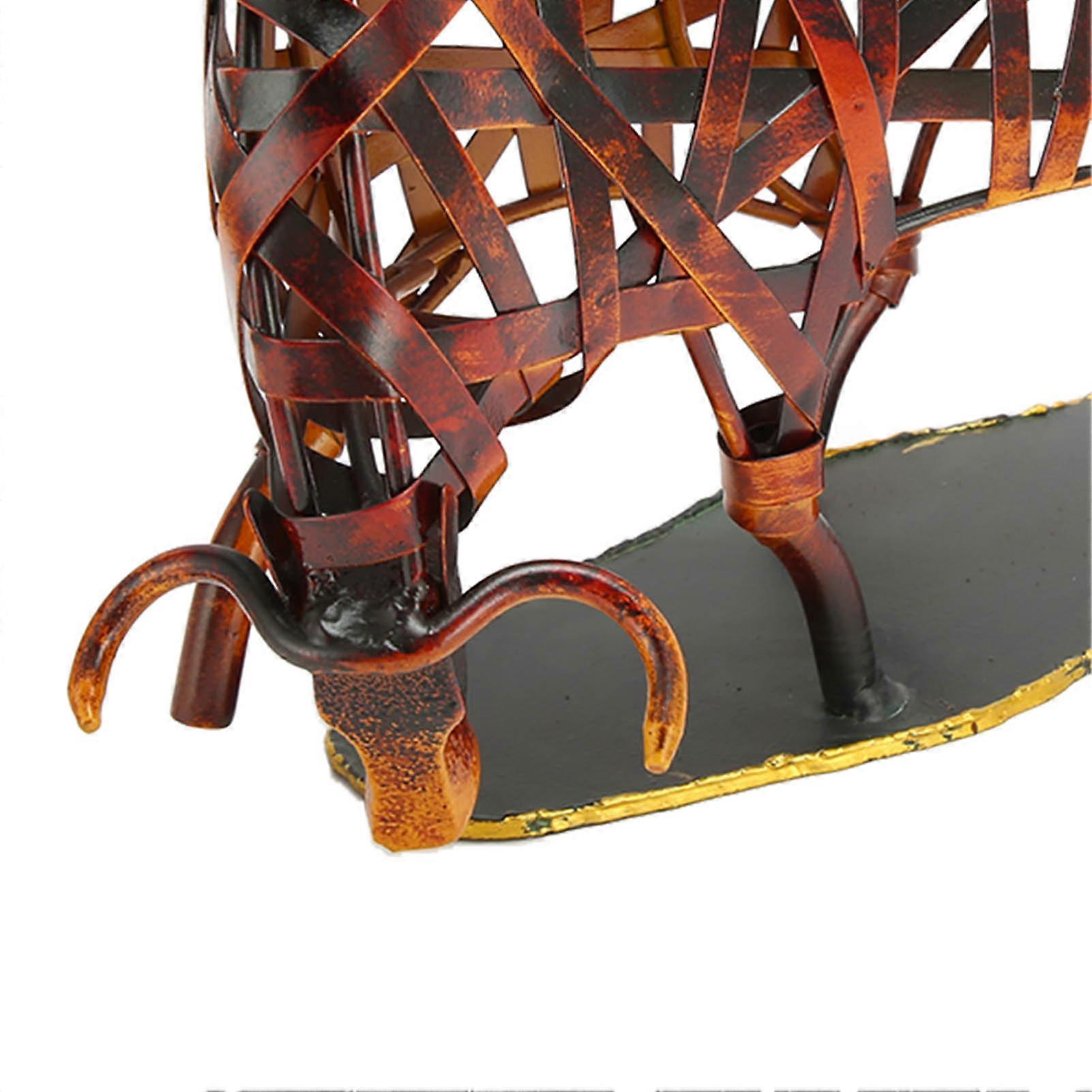 Metal Bull Sculpture Hollowed Retro Style Stable Base Rich Details Wall Street Bull Statue for Tabletop Shelf Home