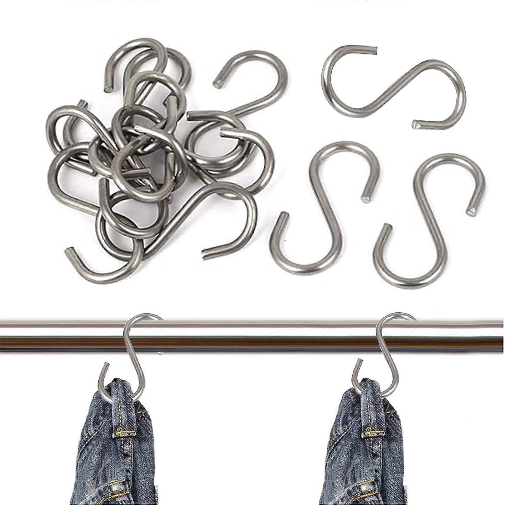 Pack of 10 Stainless Steel S Hooks, Small Size, Rust Resistant, Durable Multifunctional Kitchen Hooks