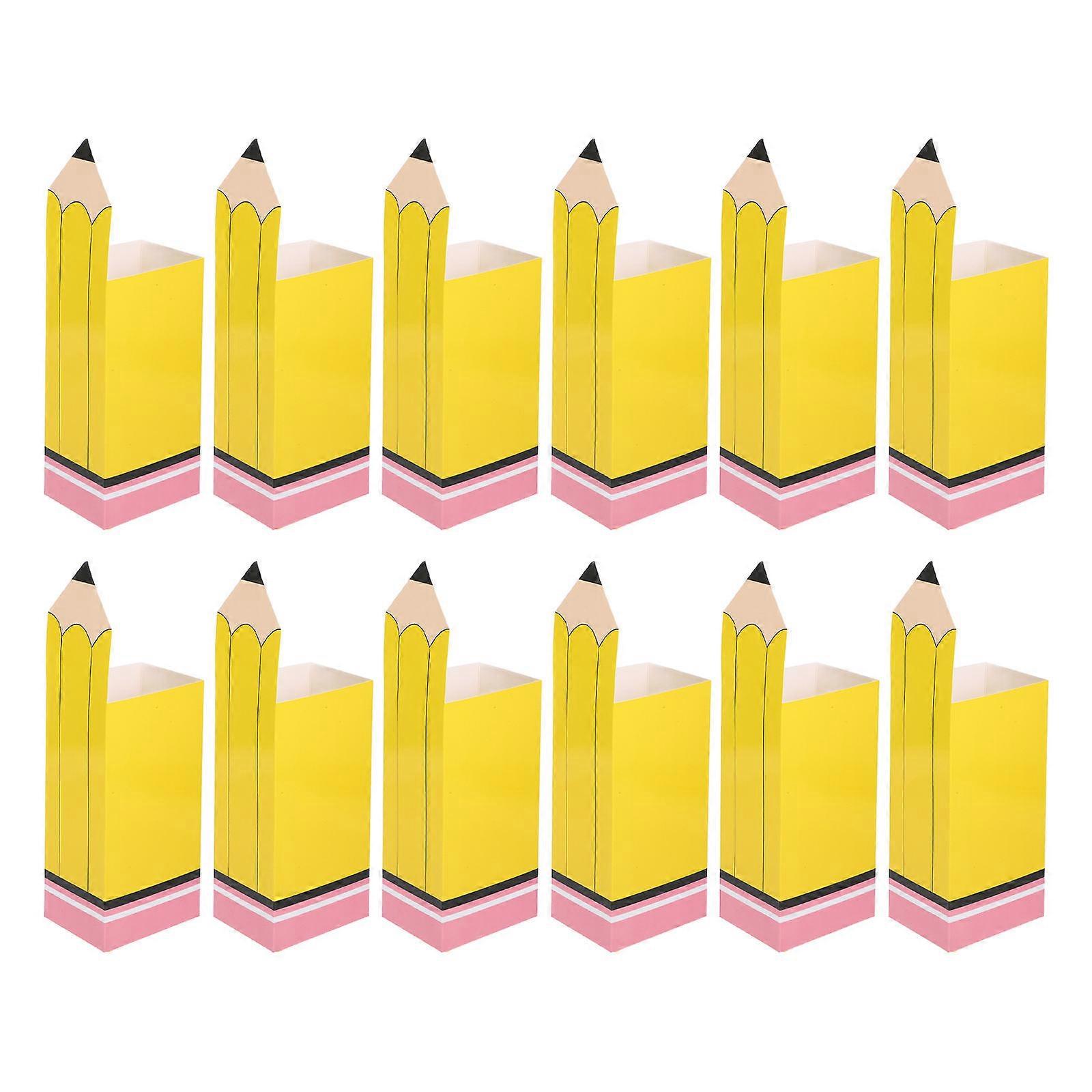 12pcs Pencil Shaped Candy Boxes for Back to School Party Supplies, Vibrant Treat Holders for Classroom Decorations and School Events