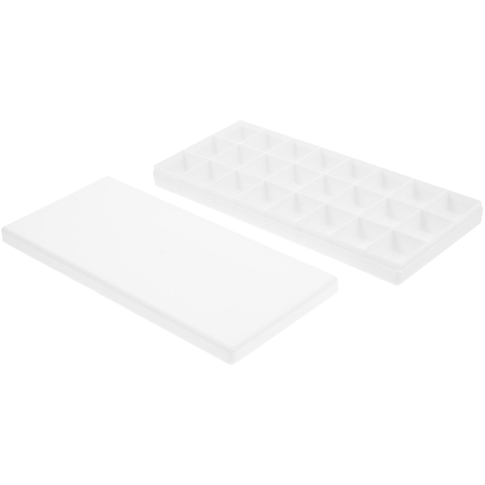 Watercolor Paint Box with 24 Wells Hard Lid Made of Durable Plastic for Painting White