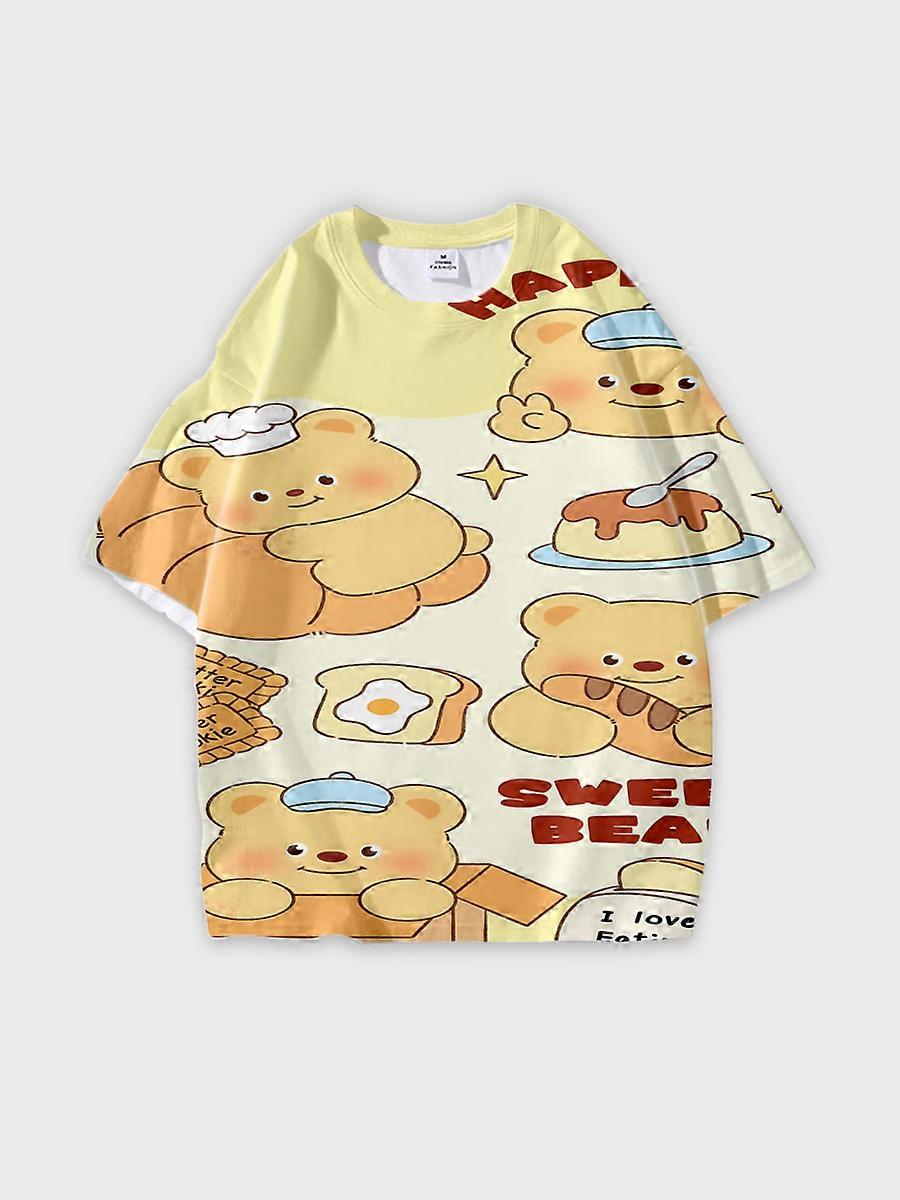 T-shirt round neck Pattern loose short sleeve O192